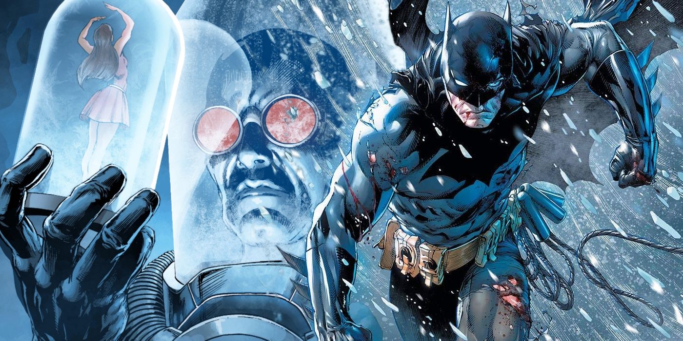 Batman and Mr Freeze in snow together