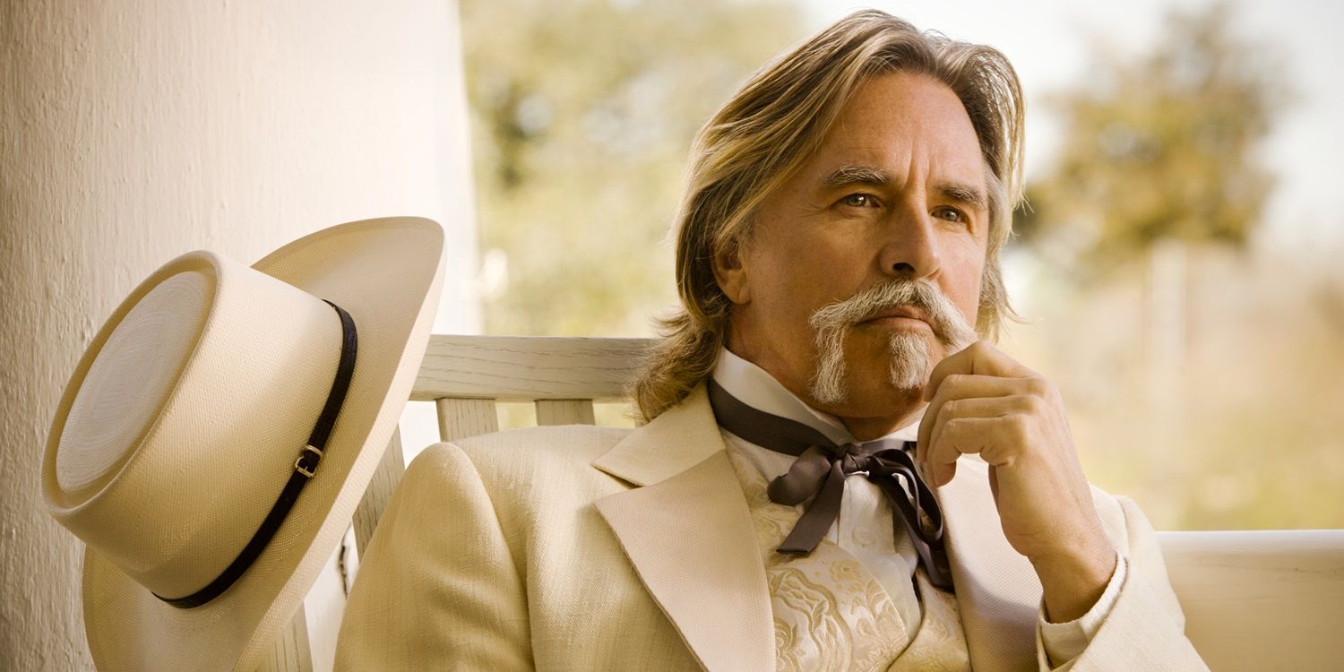 Big Daddy sits in a rocking chair in Django Unchained