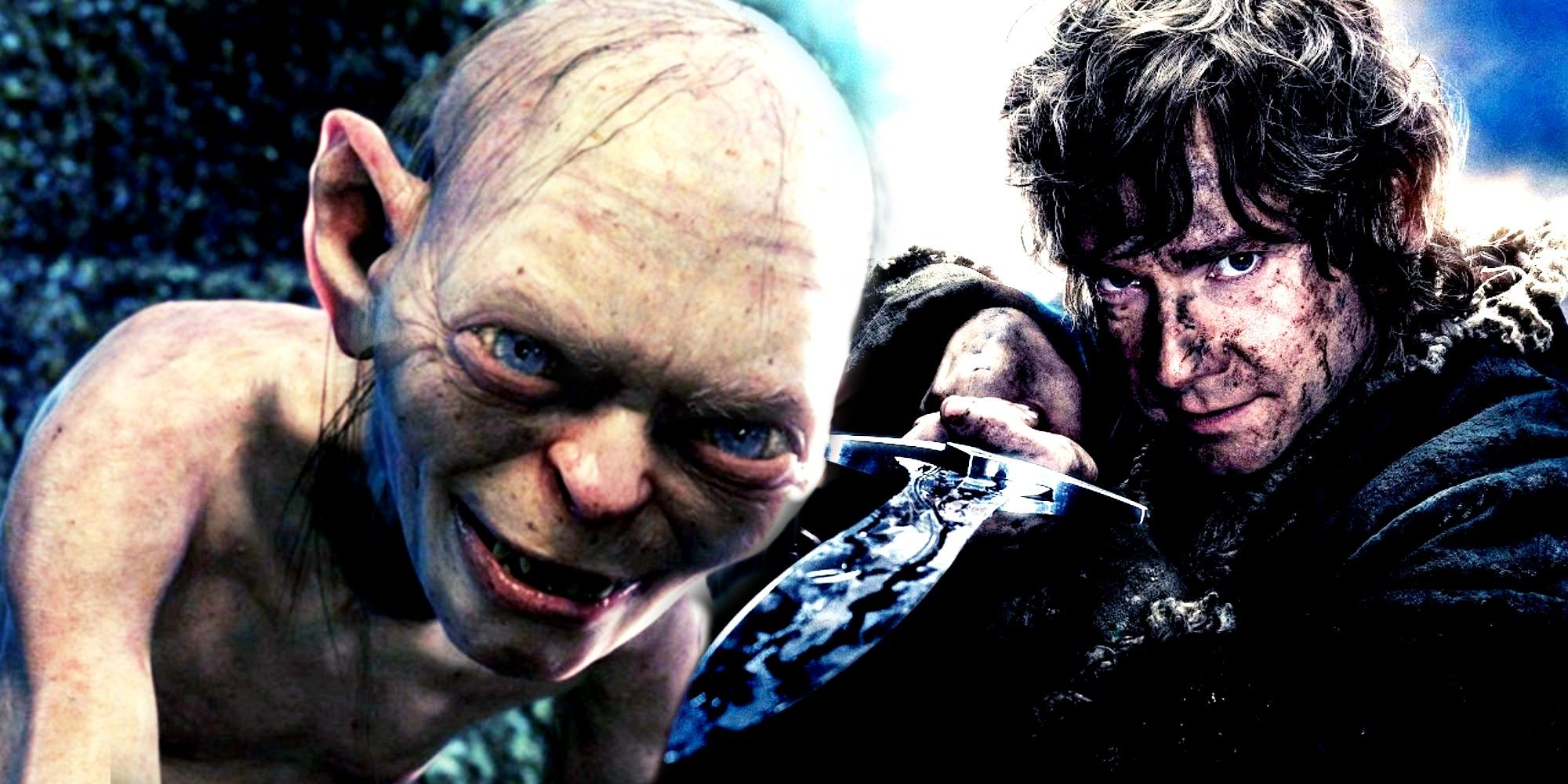 Bilbo and Gollum in The Hobbit