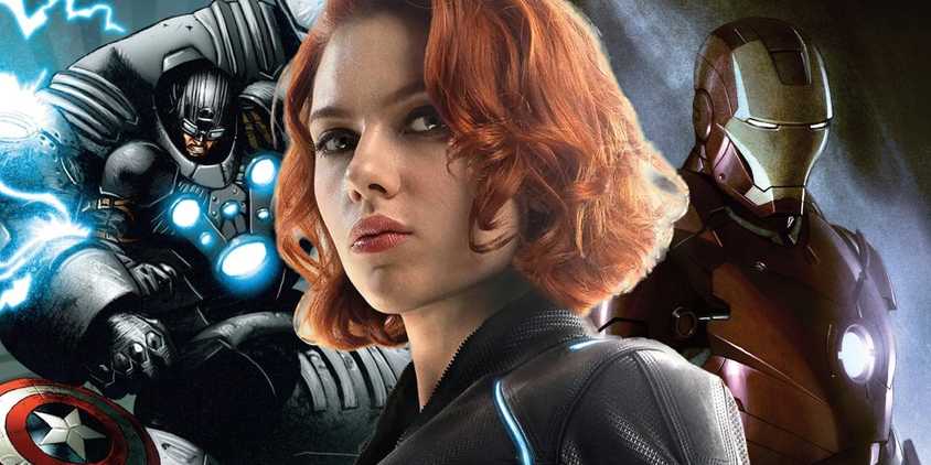 black widow with scenes with marvel comics the hydra exoskeleton and iron man