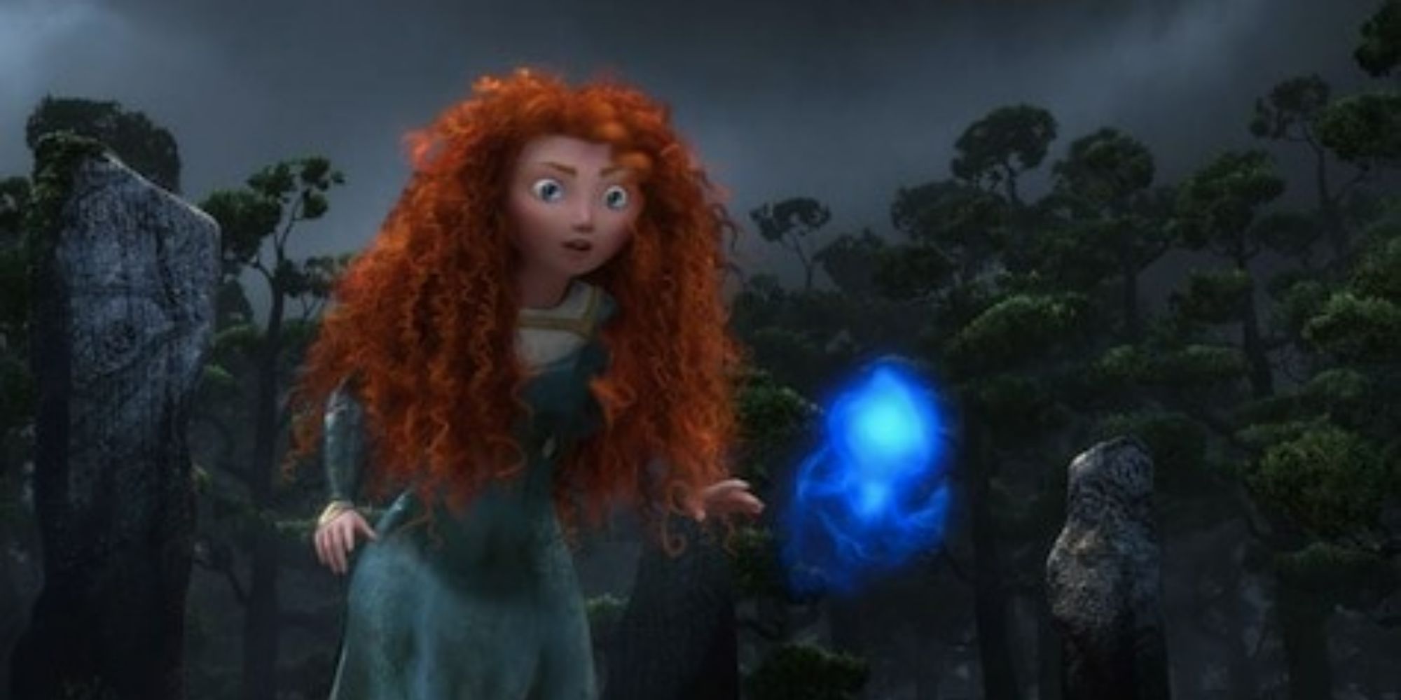 Merida walking to a blue light in Brave
