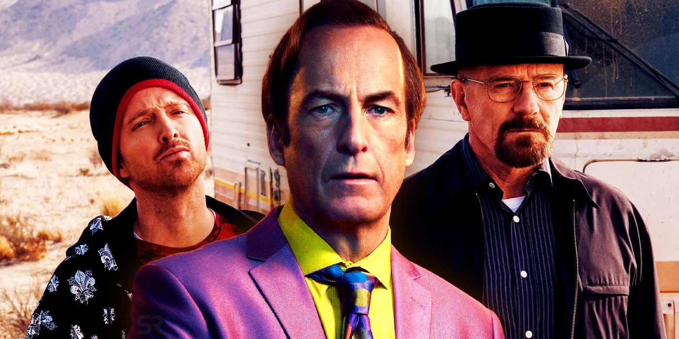 Bryan Cranston and Aaron Paul in the Pop Corners ad, and Bob Odenkirk as Saul Goodman