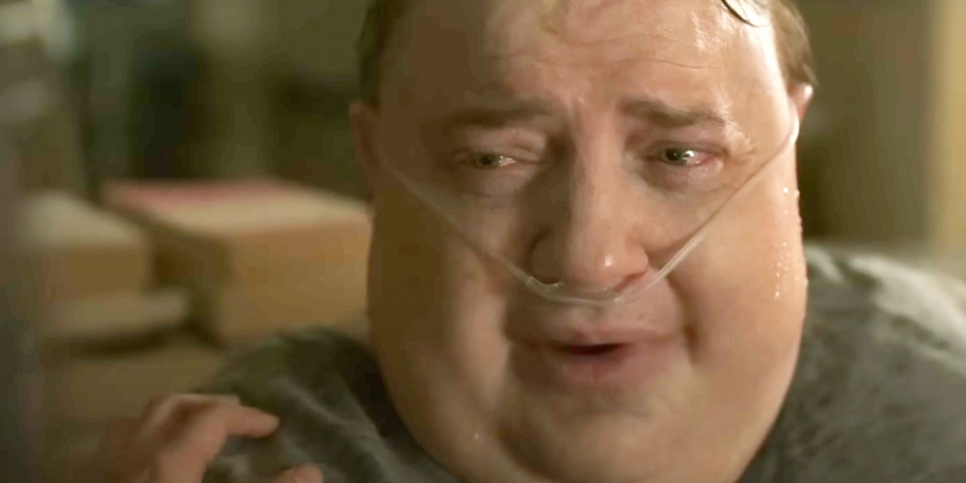 Brendan Fraser crying in The Whale