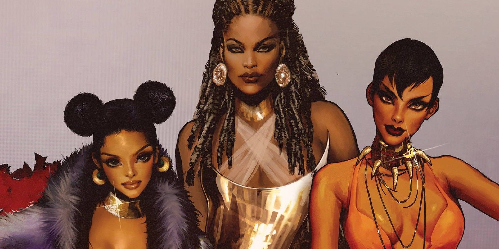 Bumblebee, Nubia, and Vixen in Glamorous Clothes and Make Up