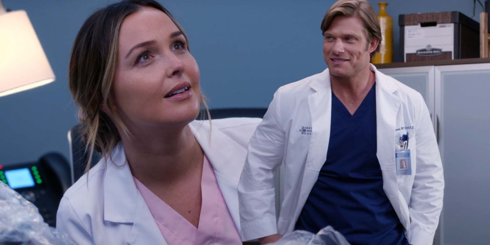 Camilla Luddington as Jo Wilson and Chris Carmack as Link in Grey's Anatomy S18