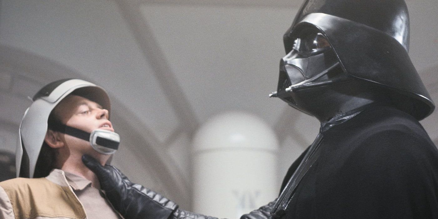 Darth Vader choking Captain Raymus Antilles at the beginning of A New Hope