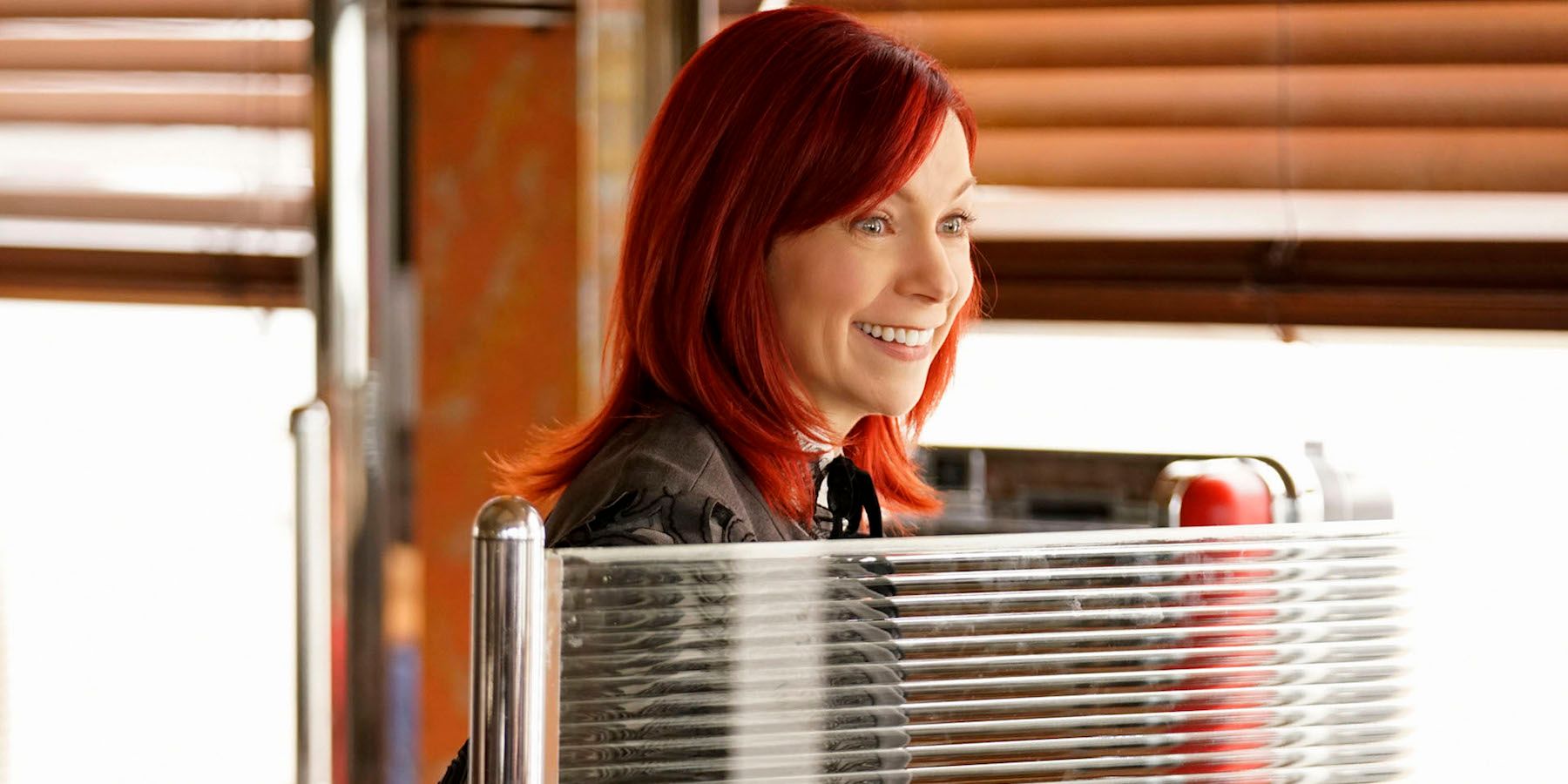 Carrie Preston as Elsbeth smiling in The Good Fight