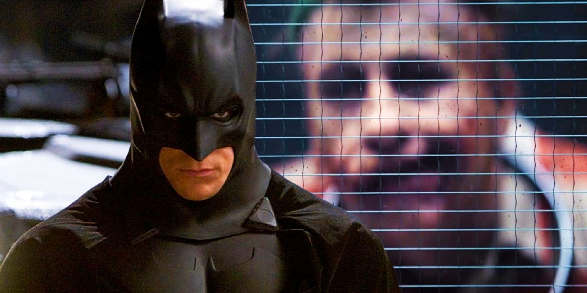 Christian Bale as Batman in Batman Begins and Barry Keoghan as the Joker in The Batman's deleted scene