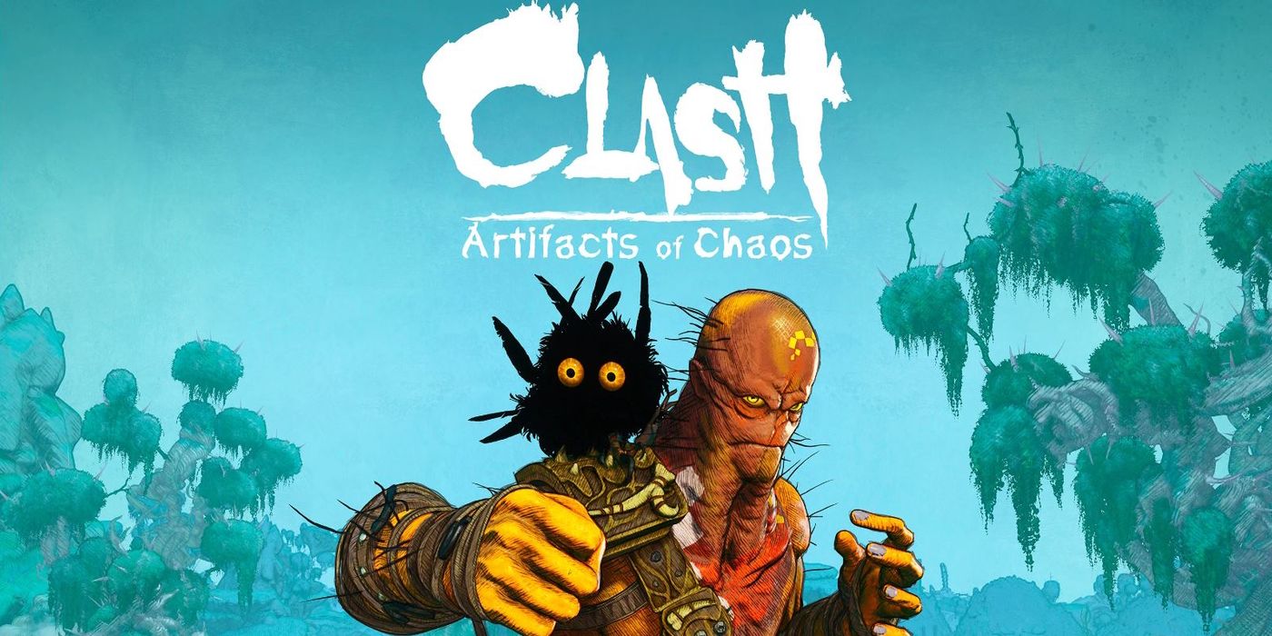 Clash Artifacts of Chaos cover art with the logo above the martial arts master