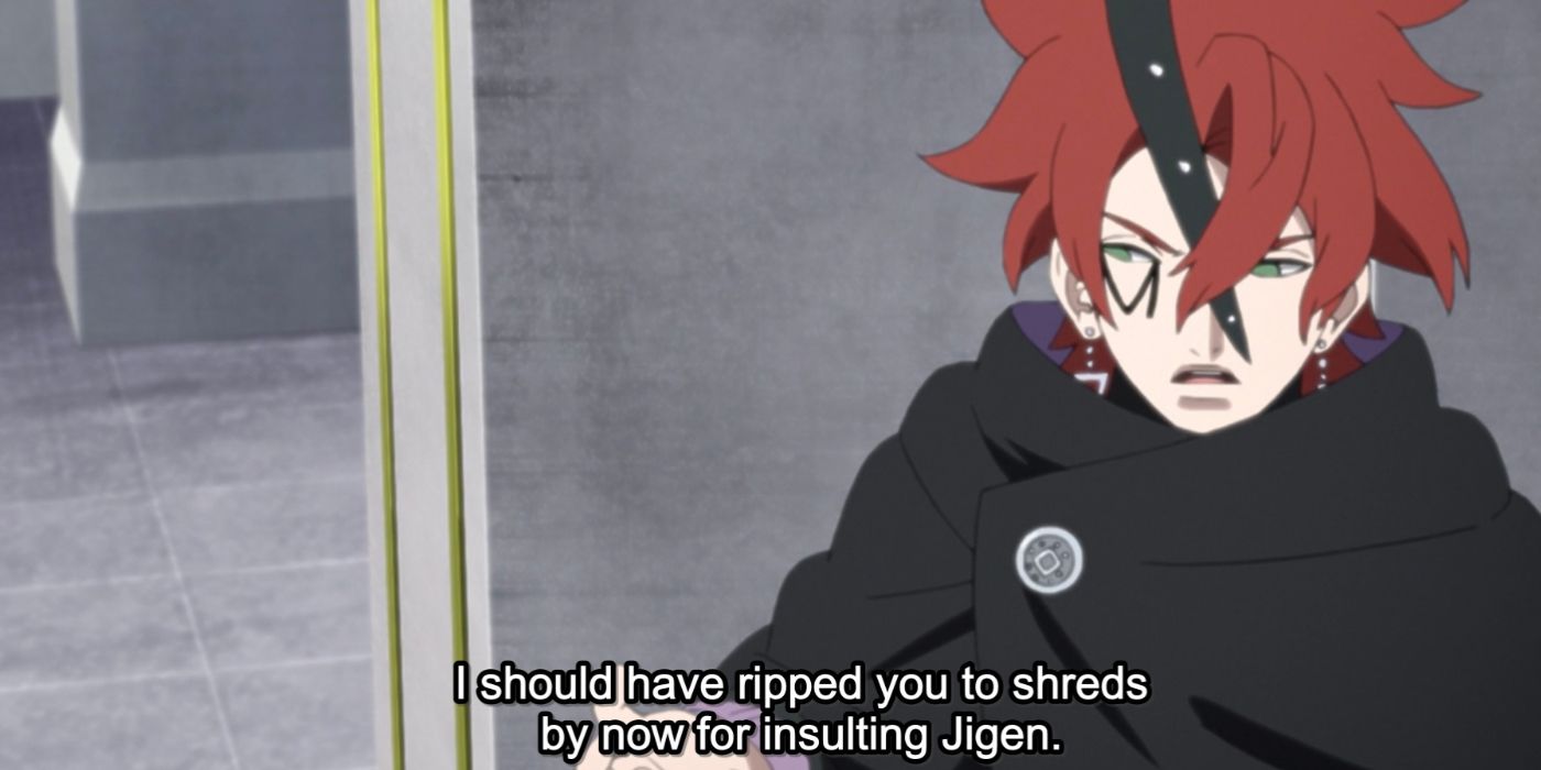 Code tells Eida that he should have ripped her apart in Boruto episode 288