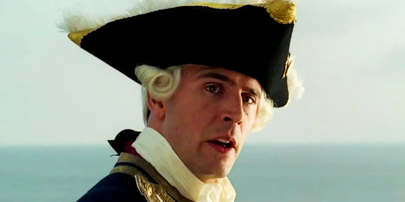 Commodore James Norrington talking in Pirates of the Caribbean