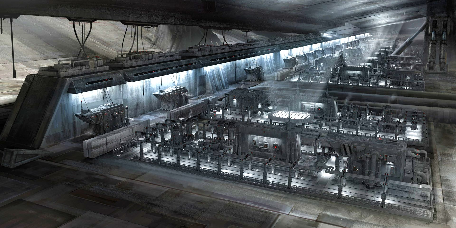 Concept art of the Coruscant shipyard in The Bad Batch season 2
