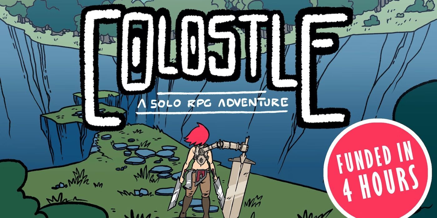 Arte de portada para la página de Colostle Kickstarter con un personaje sosteniendo una espada