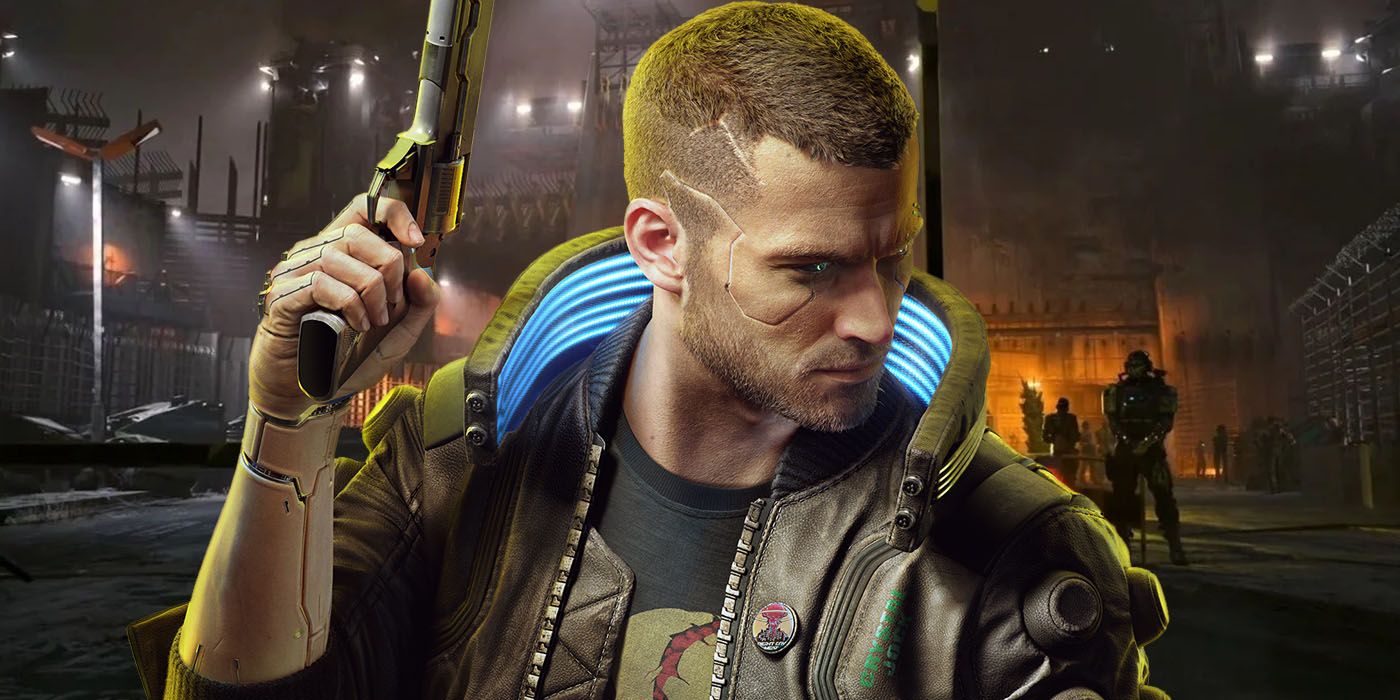 An image of Male V from Cyberpunk 2077 overlaid on a promotional image for the upcoming Phantom Liberty DLC.