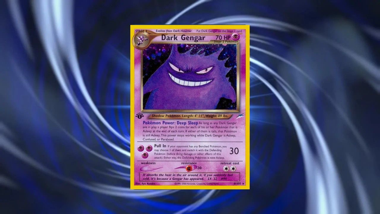 Dark Gengar card in the pokemon card background. 