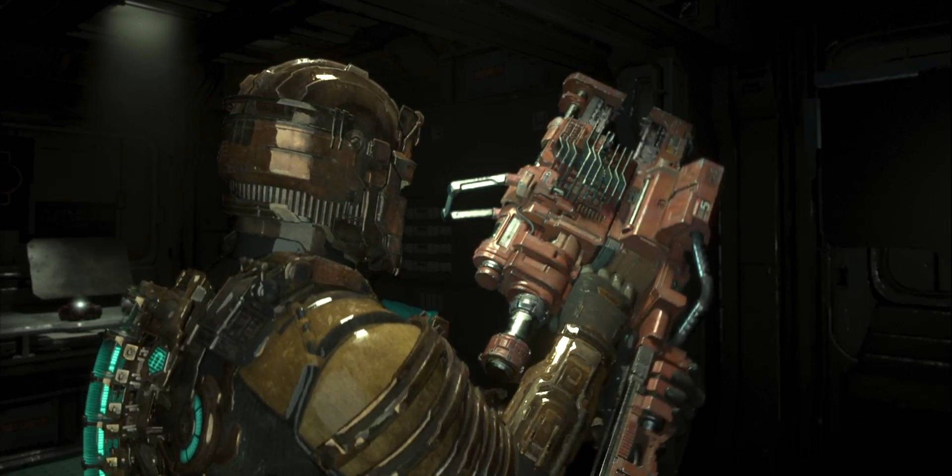 Isaac picks up a new weapon in the Dead Space remake.