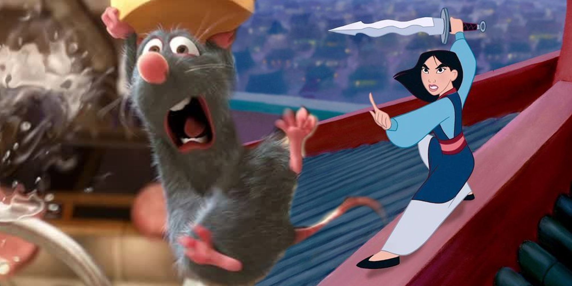 Remy and Mulan juxtaposed in a custom image