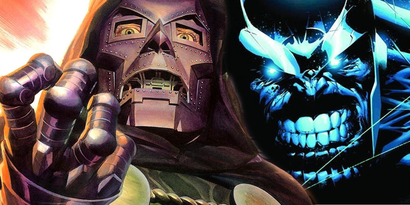 Split image of Doctor Doom and Thanos in Marvel comics