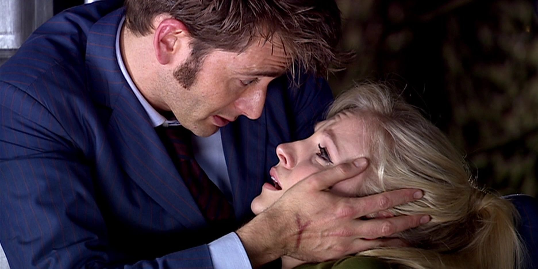 David Tennant as the Doctor and Georgia Moffett as Dying Jenny in Doctor Who "The Doctor's Daughter"