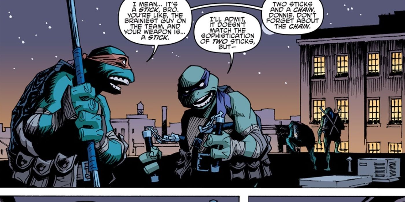 TMNT calls out Donatello's weapon.