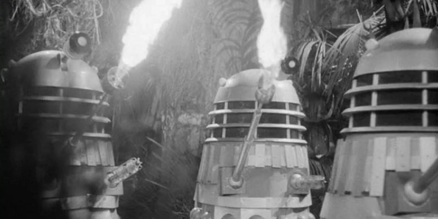 Daleks shoot fire in Doctor Who