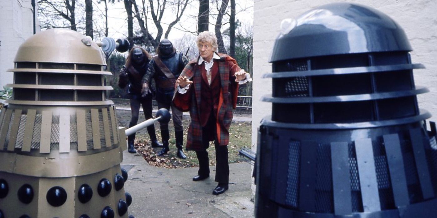 The Doctor Confronts two Daleks from Doctor Who