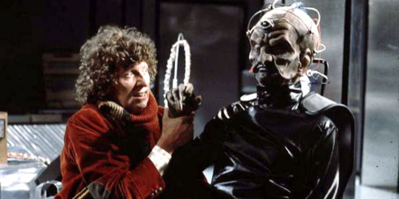 The Doctor fights with Davros in Doctor Who