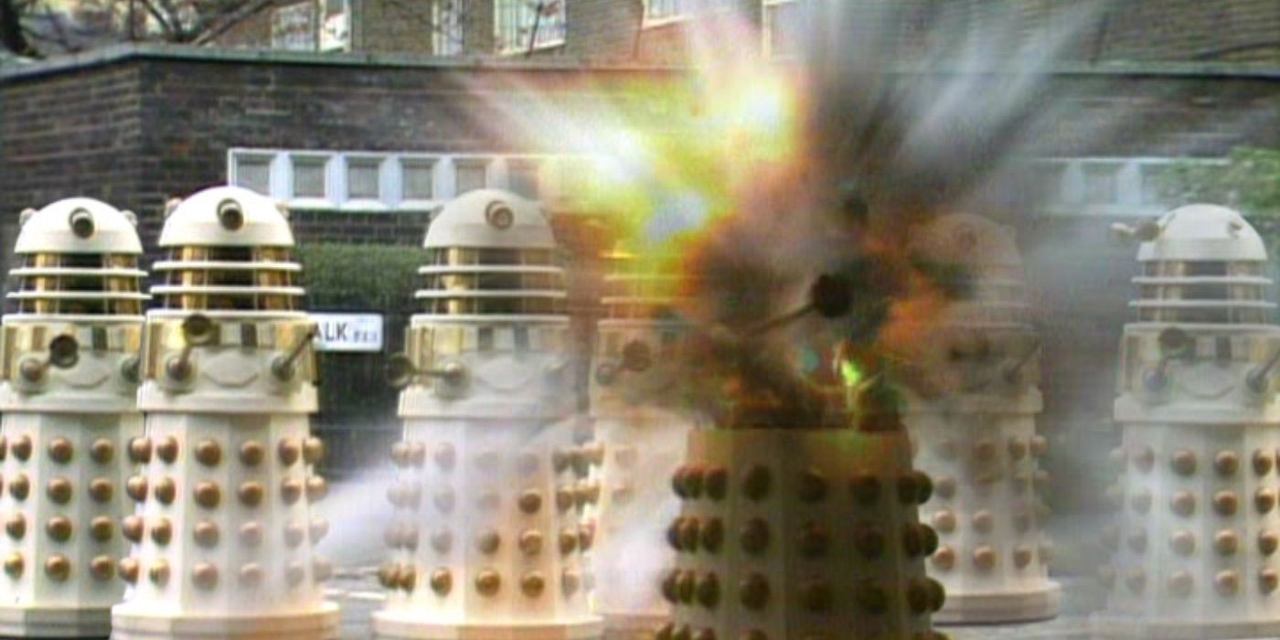 A Dalek explodes in Doctor Who