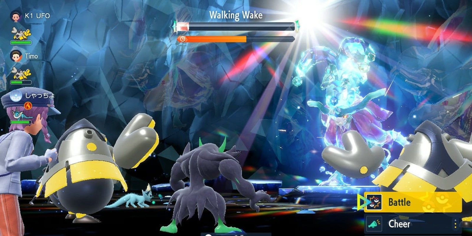 Fin de la batalla Tera Raid con Walking Wake en Pokémon Escarlata