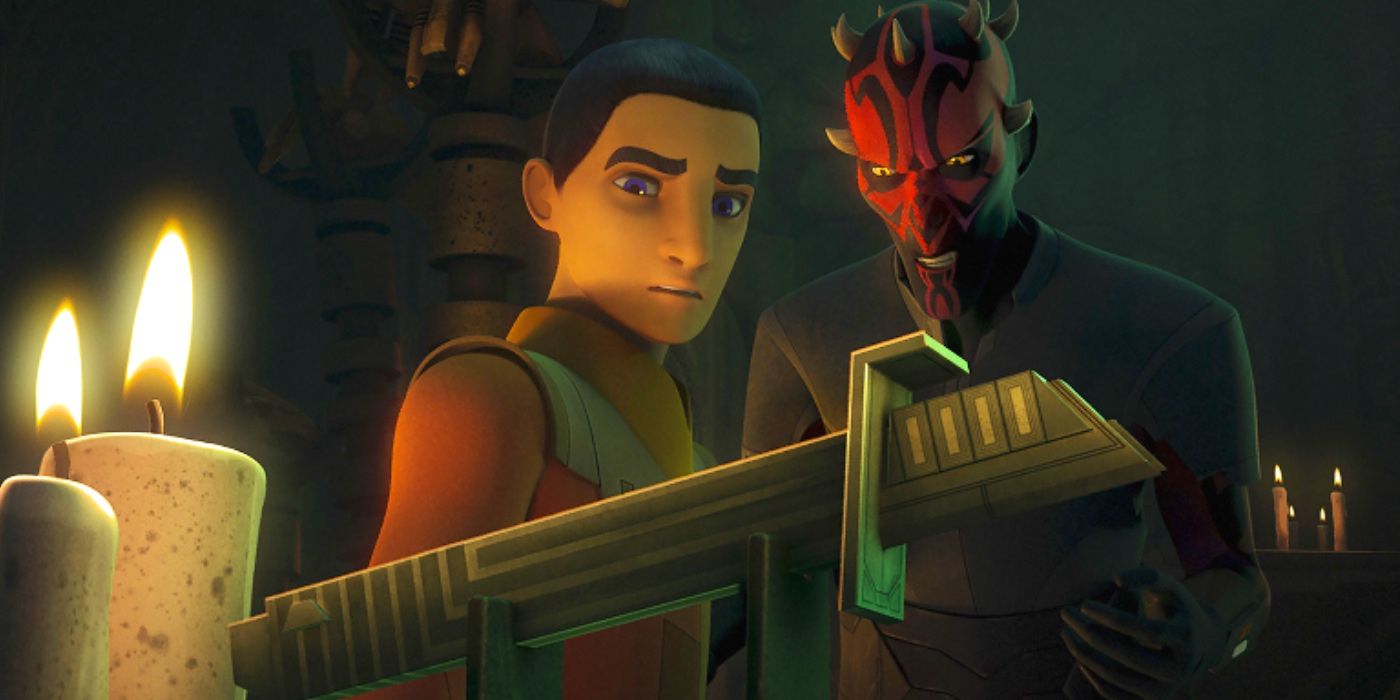 Ezra and Maul discuss the Darksaber in Rebels.