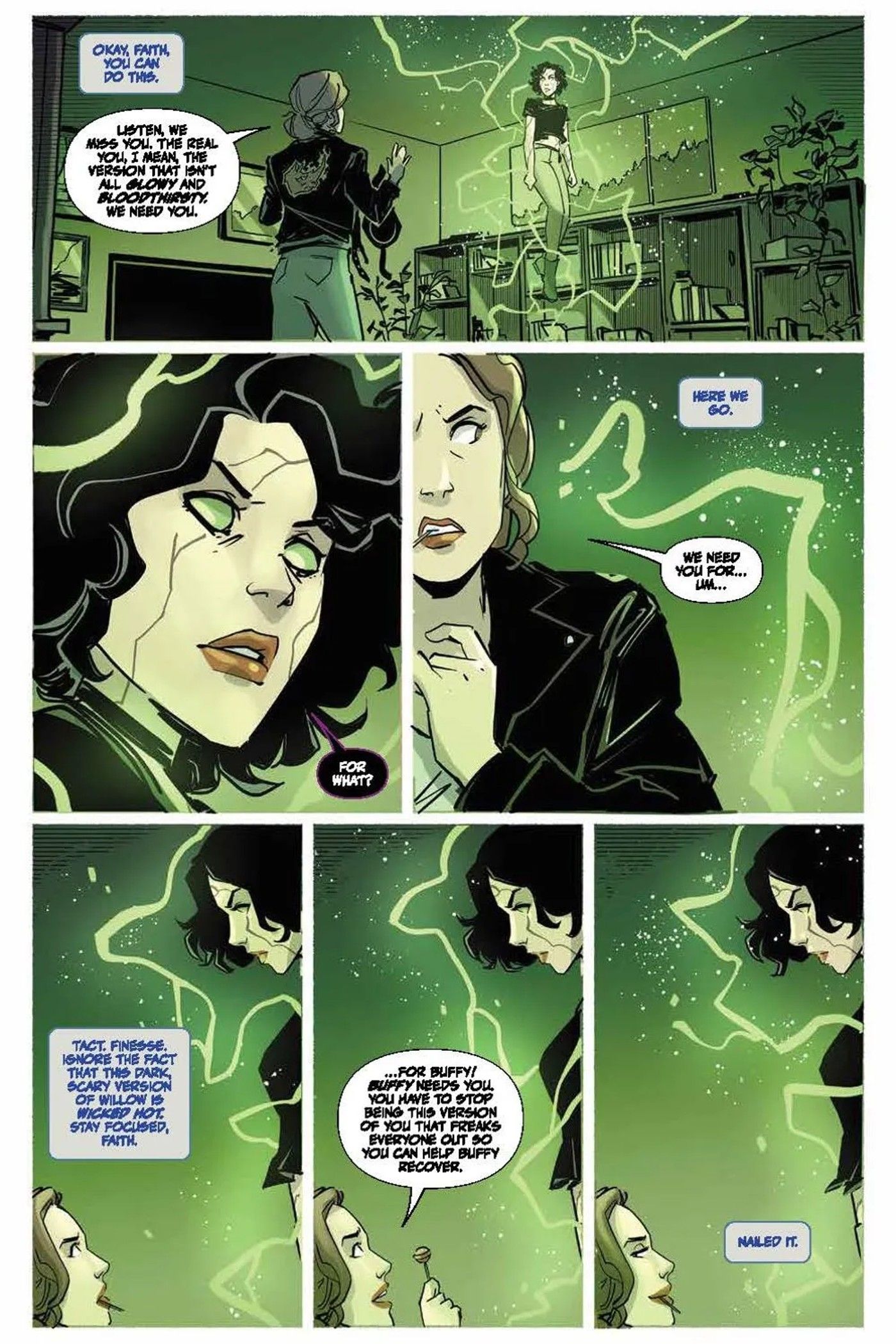 Faith confronts Dark Willow in Buffy the Vampire Slayer comic