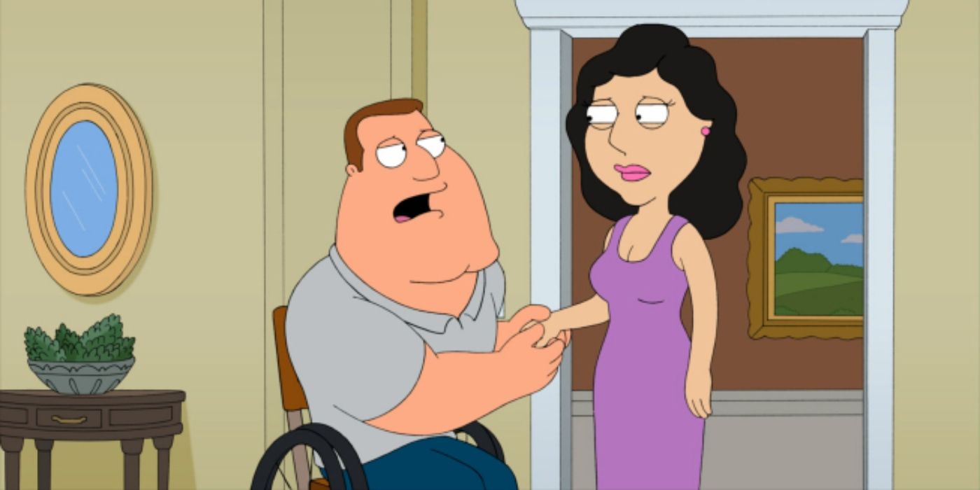 Joe talking to Bonnie on Family Guy