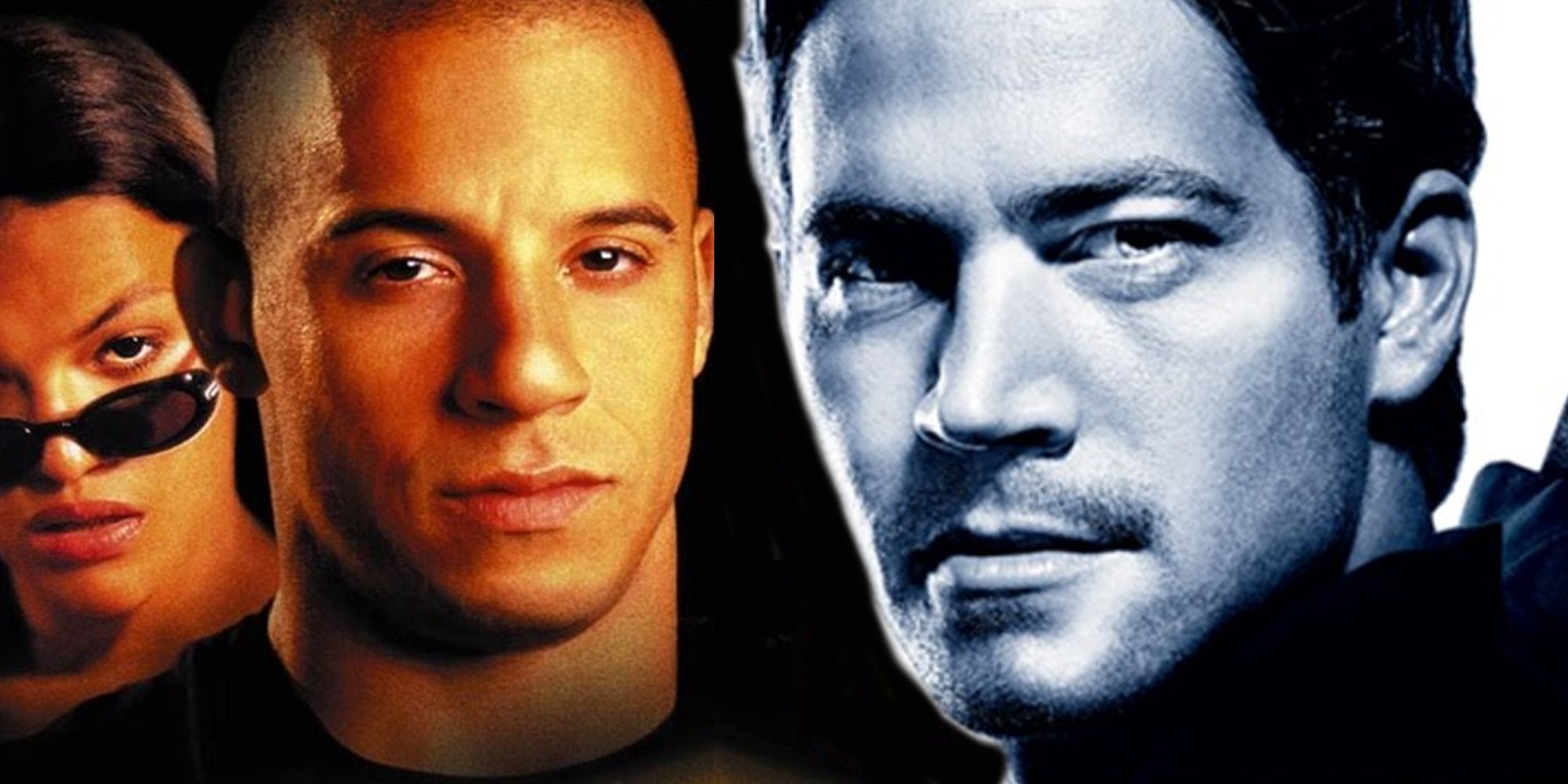 Blended image of Paul Walker and Vin Diesel in the Fast and the Furious movies