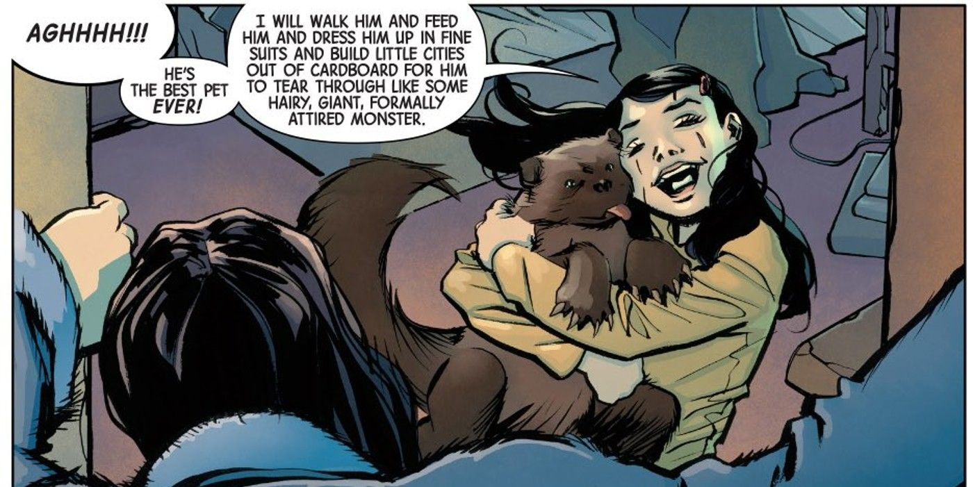 Gabby Kinney with Jonathan the Wolverine