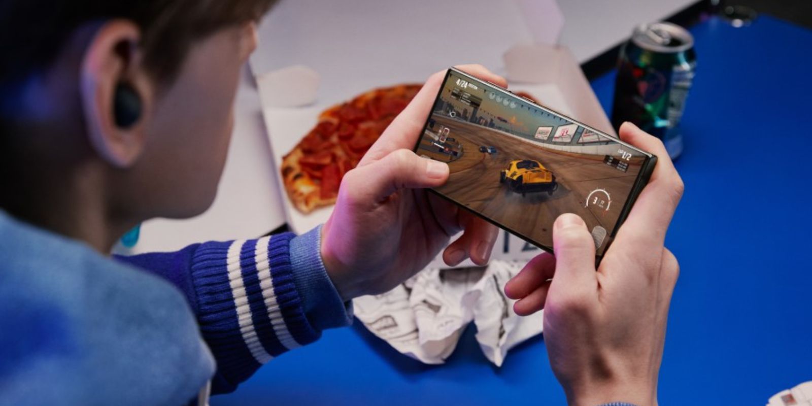A photo of a man playing a game on the Galaxy S23 Ultra