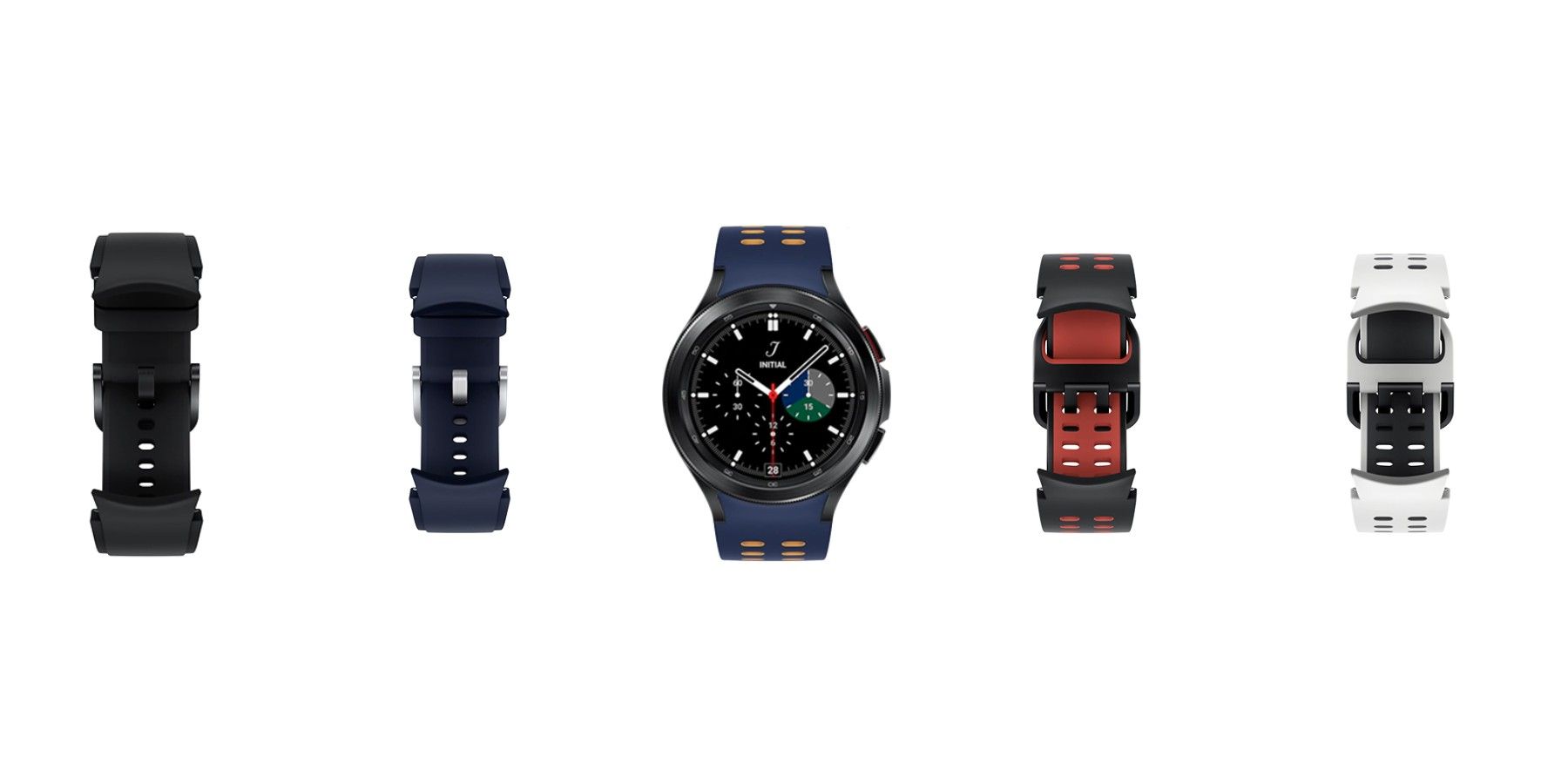 A photo showing different watch bands for the Galaxy Watch 4 Classic