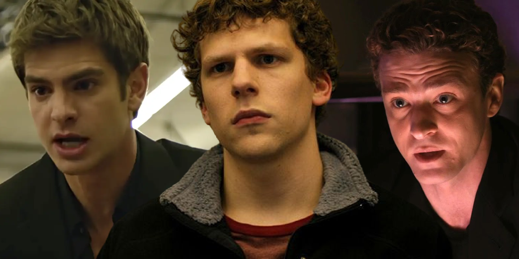 Garfield, Eisenberg and Timberlake in The Social Network
