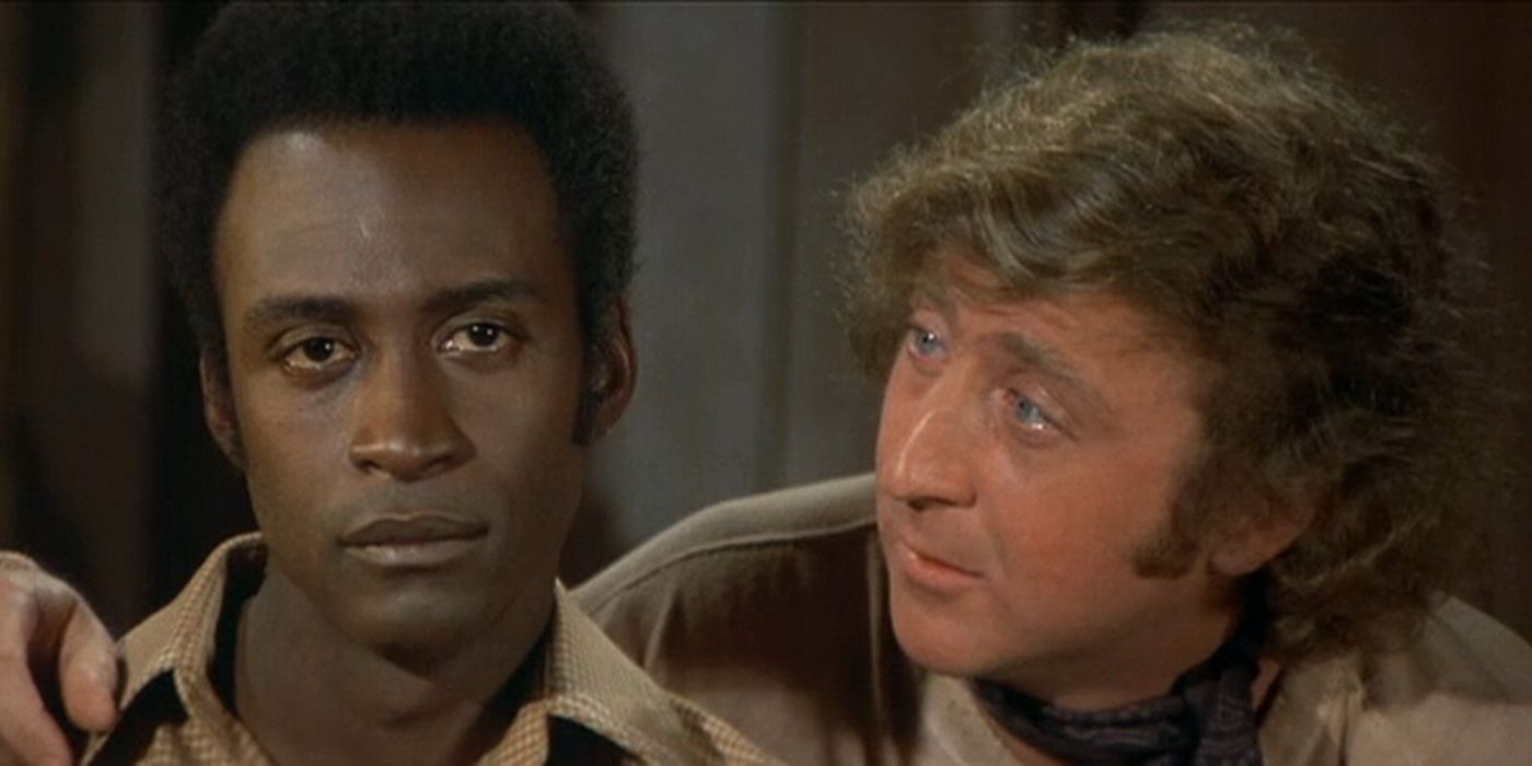 Gene Wilder and Cleavon Little in a police station in Blazing Saddles