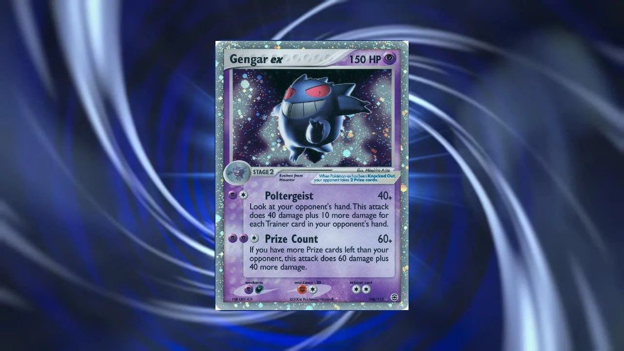 Gengar ex card in the pokémon card background