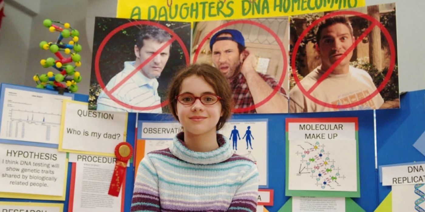 April Nardini sitting in front of her science project on Gilmore Girls
