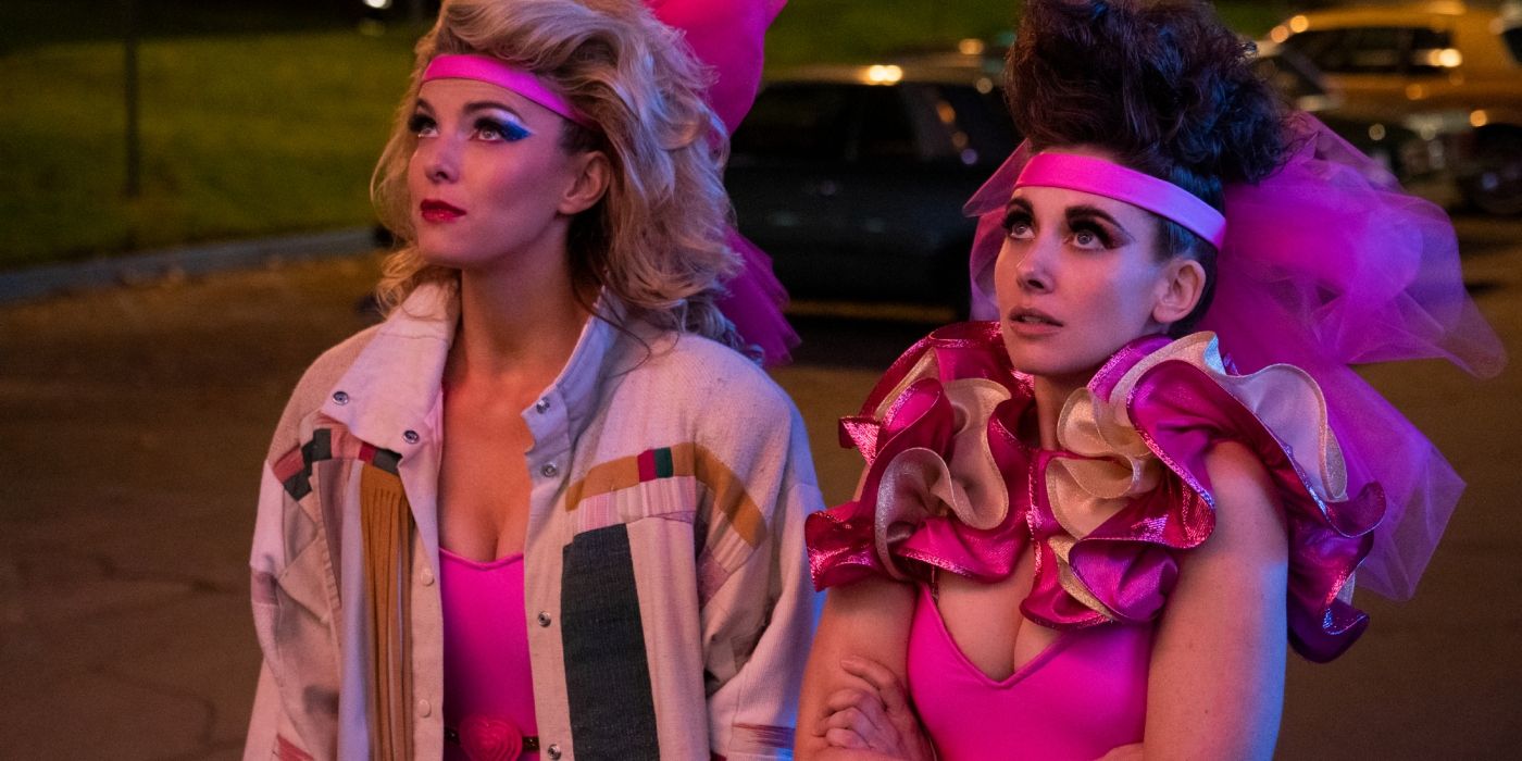 Debbie and Ruth looking serious on GLOW