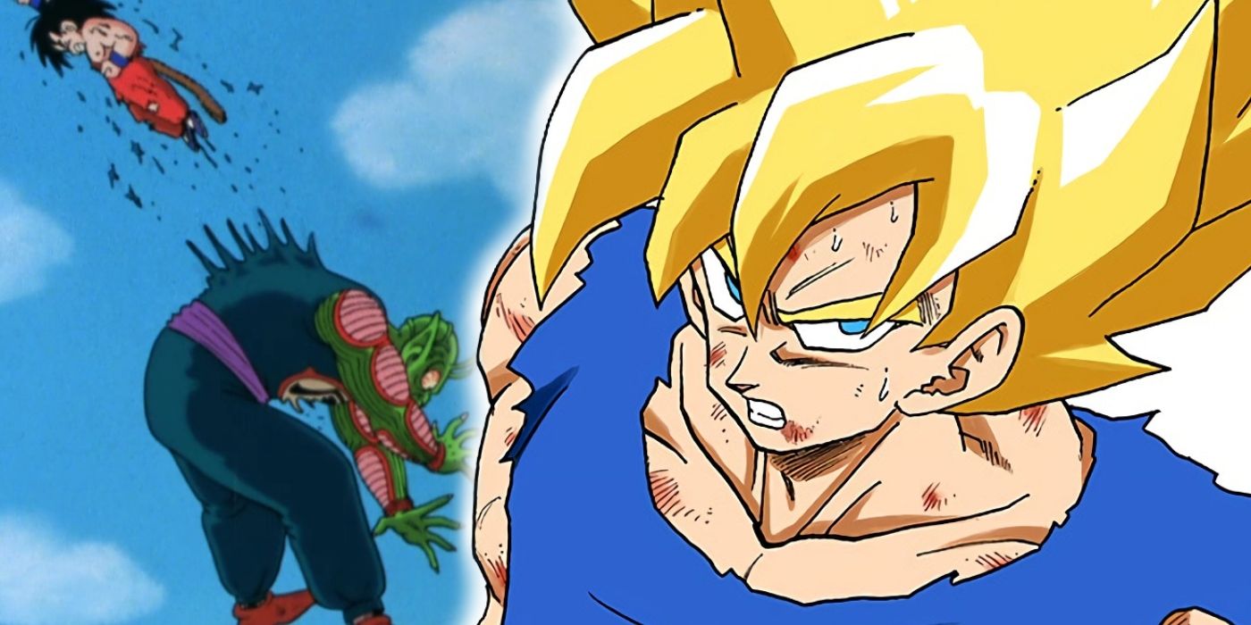 Goku killing Piccolo with SSJ Goku.