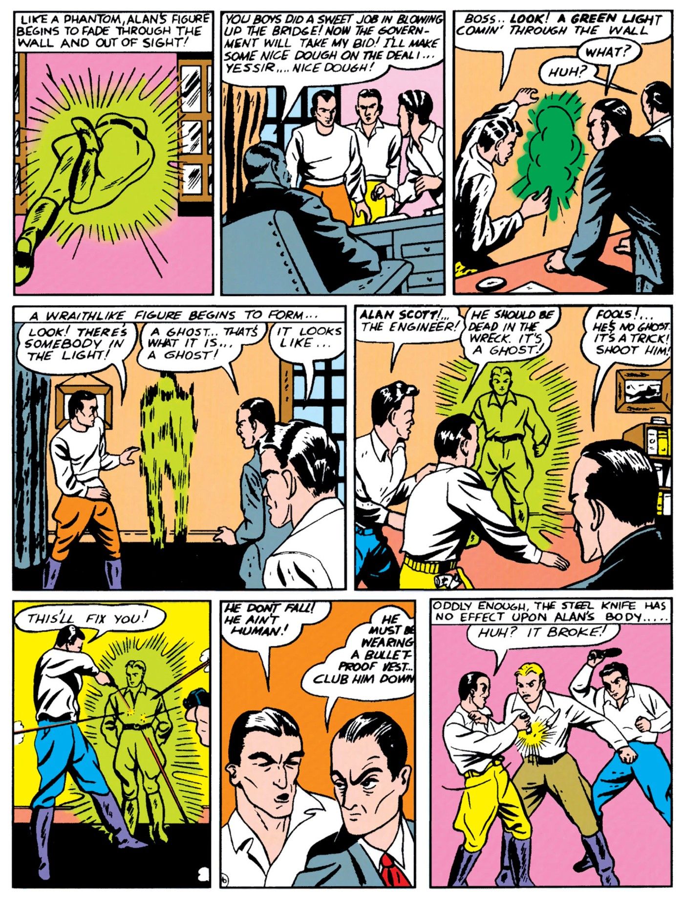 Green Lantern Alan Scott Demonstrates His Amazing Powers