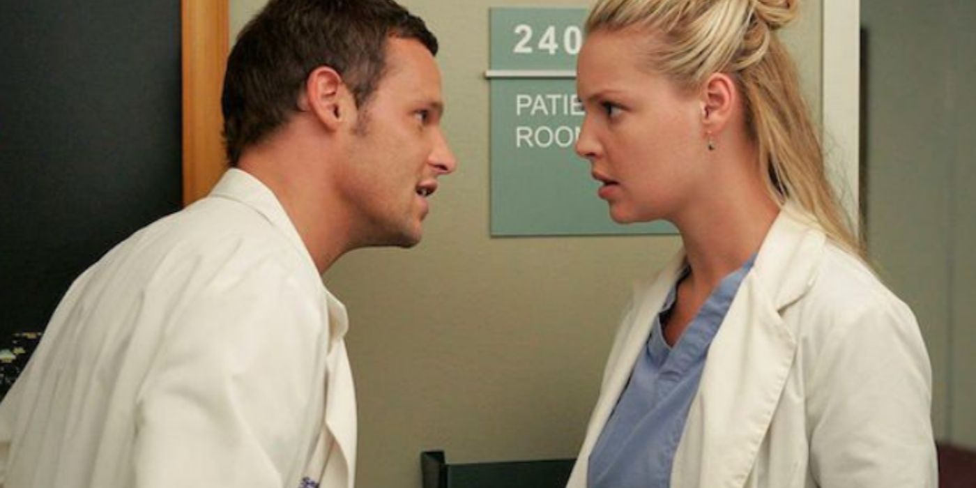 Alex and Izzie fighting in Grey's Anatomy