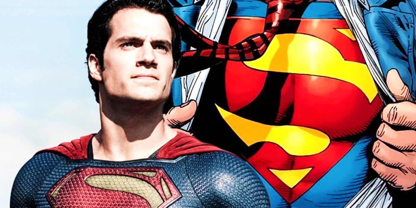 Henry Cavill as Superman and the Superman logo