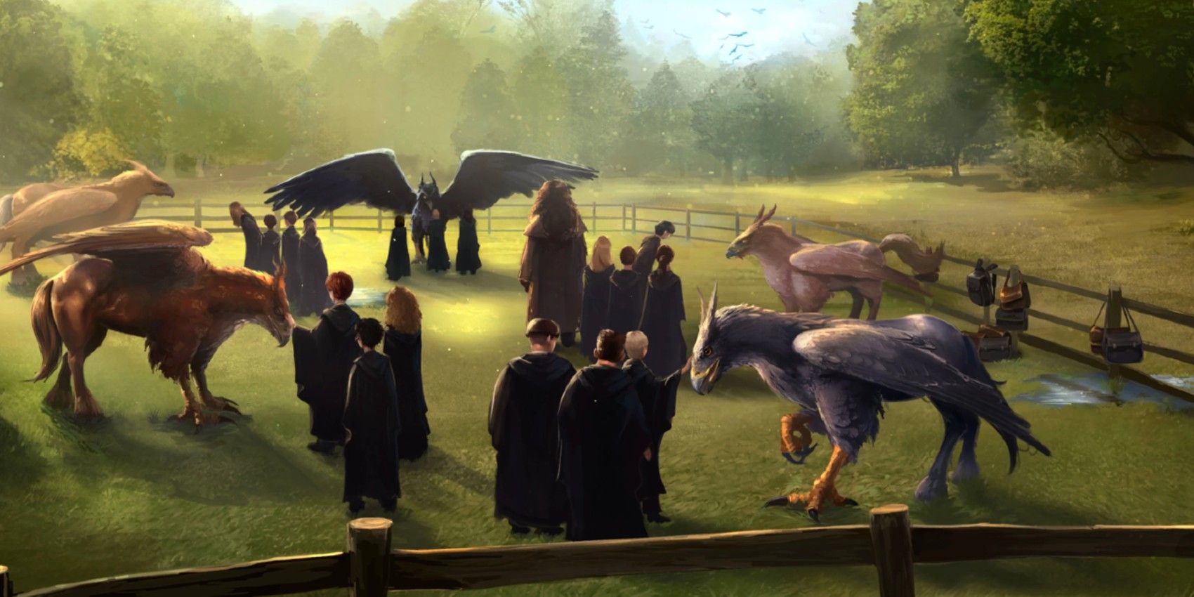   Rebanho de Hipogrifos durante a aula de Hagrid sobre como cuidar de criaturas mágicas