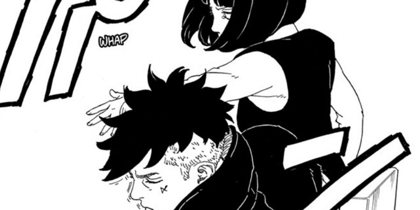 Hinata slaps Kawaki in the face in Boruto chapter 77