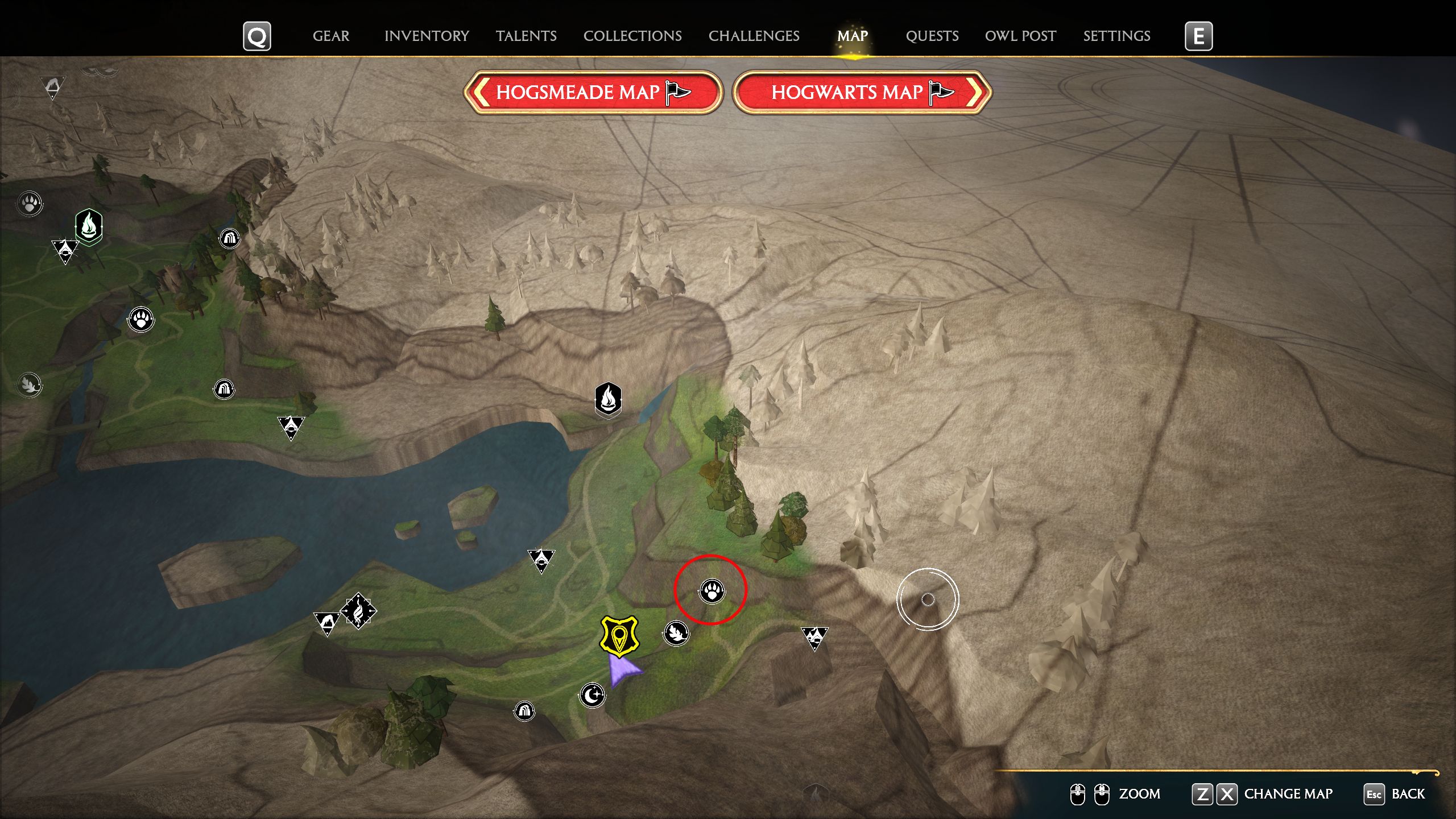 Hogwarts Legacy Marunweem Lake Thestral Den Map Location