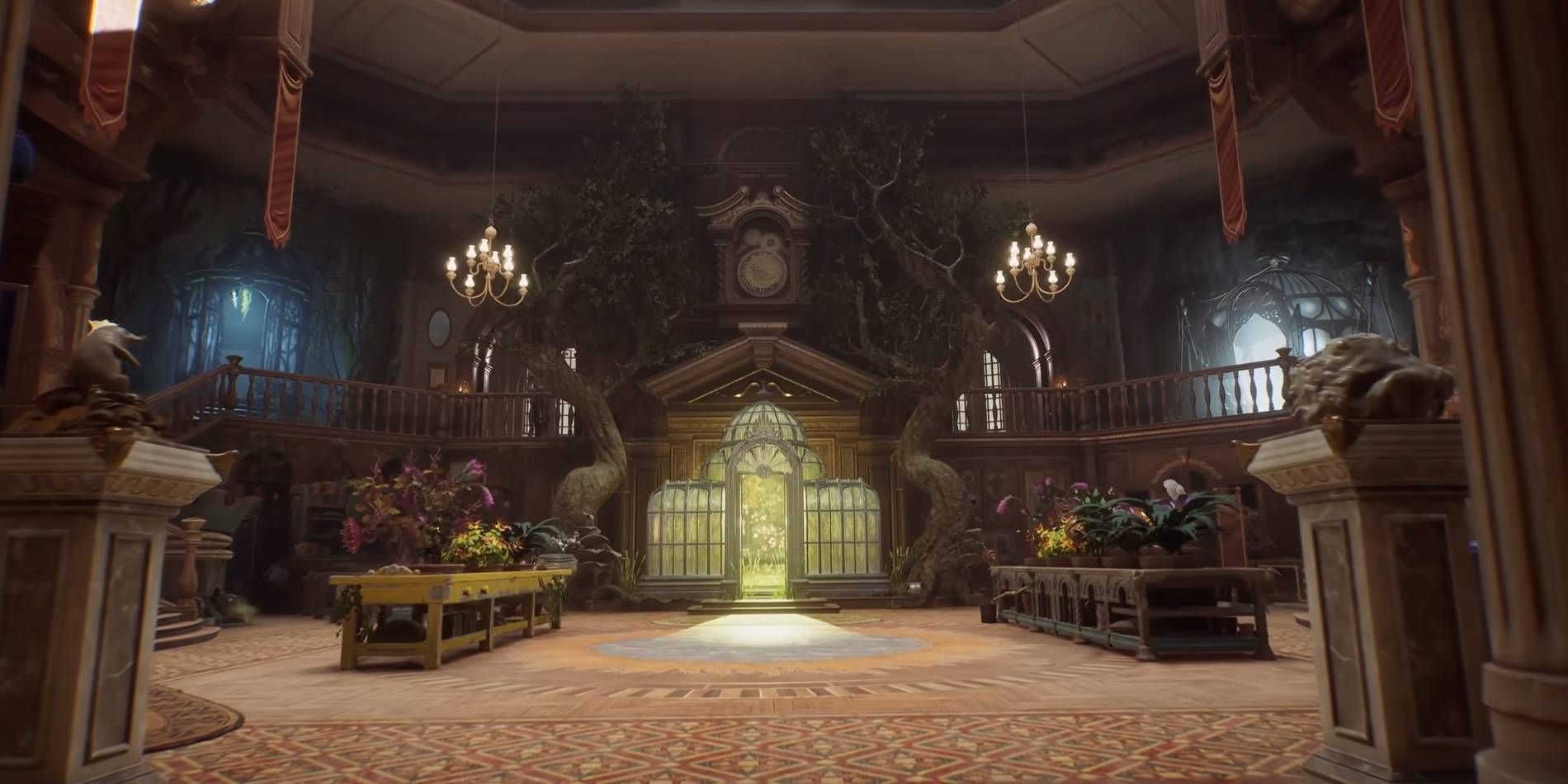 Hogwarts Legacy Room of Requirement Fully Decorated with Herbology Tools and Decorations from the Gryffindor House