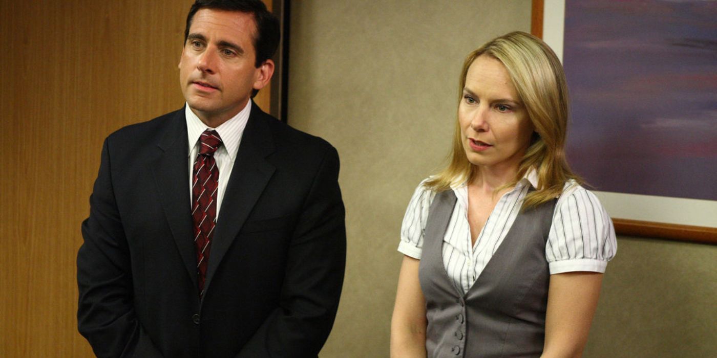 Holly and Michael listening on The Office